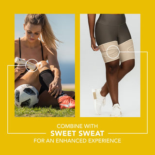 Sports Research Sweet Sweat Thigh Trimmers for Men & Women Increases Heat and Sweat Production to The Thigh Area Includes Mesh Carrying Bag (Medium, Yellow)