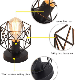 Qcyuui Gold Retro Metal Cage Industrial Vintage Ceiling Lights, Semi-Flush Mount Ceiling Lighting Fixture for Hallway, Dining Room, Bedroom, Balcony, Kitchen, Farmhouse Indoor Lighting, 2 Pack