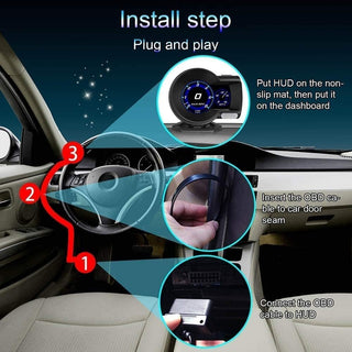 Pepisky Car HUD Display, OBDâ…¡ Smart Gauge High Definition Speedometer Car Diagnostic Tool OBD Fault Code Elimination Safe Driving Computer Overspeed Fault Alarm for All Vehicles