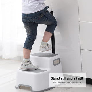 DAYONG 2 Step Stool for Kids，Anti-Slip Sturdy Toddler Two Step Stool with Handles，Kids Step Stool for Potty Training, Bathroom Toilet and Kitchen Step Stool