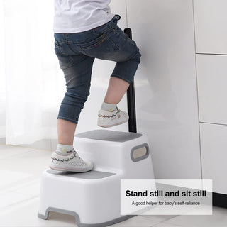 DAYONG 2 Step Stool for Kids，Anti-Slip Sturdy Toddler Two Step Stool with Handles，Kids Step Stool for Potty Training, Bathroom Toilet and Kitchen Step Stool