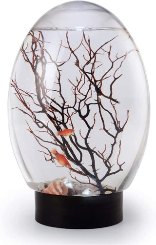 WABHDN Spherical Fish Tank Aquatic Ecosystem, Ecosphere Closed Aquatic Ecosystem, with LED Base Desktop Fish Tank,Blue