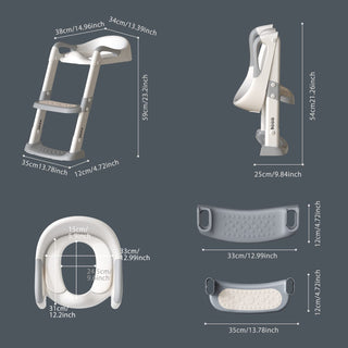 GDTOMEEU Toilet Potty Training Seat with Step Stool Ladder, Potty Training Toilet for Kids Boys Girls Toddlers-Comfortable Safe Potty Seat with Anti-Sli (Grey)