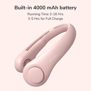 JISULIFE Portable Neck Fan, Hands Free Bladeless Fan, 4000 mAh Battery Operated Wearable Personal Fan, Leafless, Rechargeable, Headphone Design, USB Powered Desk Fan,3 Speeds-Green