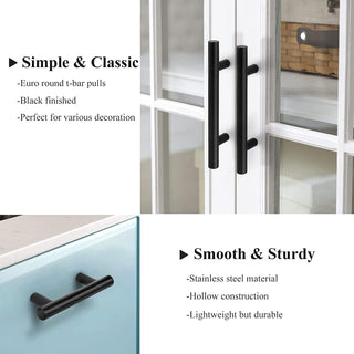 Sawanork 5 Pack Flat Black 3 Inch Center-to-Center Bar Cabinet Pull Modern Cabinet Hardware Kitchen Cabinet Ideal for Cabinet, Drawer, Cupboard and Wardrobe (Black)