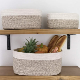 ORCHID M®3 Pack Cotton Rope Storage Baske ,Organizer Bins for forOrganizing Rope Storage Baske,for Classroom Kids Toy Bins, Closet, Baby Nursery Baskets.