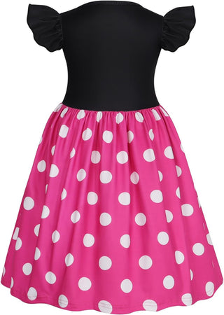 WonderBabe Girl Costume Polka Dots Tulle Tutu Dresses Princess Fancy Dress Up Halloween Birthday Party Dress with Ears Headband