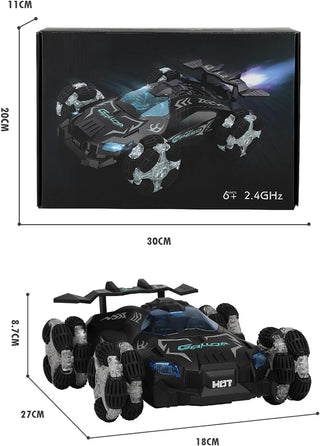 MONOCUS™ RC Car Stunt Toy, 2.4GHz Remote Control Car, Gesture Sensor Kids Car with Lights, Music, and Spray Launcher.