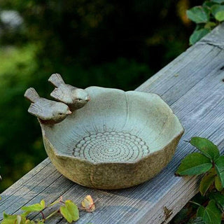 JARPSIRY QIANSHENG Ceramic Birdbath Bowl Wild Bird Feeder Bird Food Holder Container Bird Feeding Tray for Outside Bee Bird Water Bath Outdoor Garden Courtyard Decoration