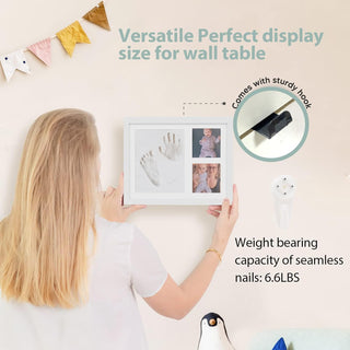 Coocicyi Baby Hand and Footprint Kit, Keepsake Frame for Newborn Boys & Girls Baby Shower Gifts for Mom with Clay Pin Tape Hook Frame