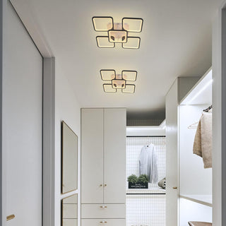 Qcyuui Dimmable Modern Ceiling Light, Acrylic LED Round Flush Mount Lighting Fixtures, 56W 4-Lights 56cm Indoor White Ceiling Lamp with Remote for Living Room Kitchen Bedroom Dining Room Office