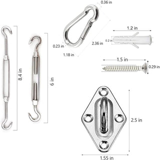 YOFIT Shade Sail Hardware Kit 6 inch for Triangle Rectangle Sun Shade Sail Installation, 304 Grade Stainless for Garden Outdoors, 80 Pcs