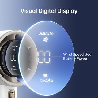 JISULIFE Portable Handheld Fan,Speed(1-100) Adjustable Turbo Mini Fan,5000mAh Battery Rechargeable Personal Fan with Metal Body,Digital Display,For Women Men Travel/Camping/Outdoor-Grey