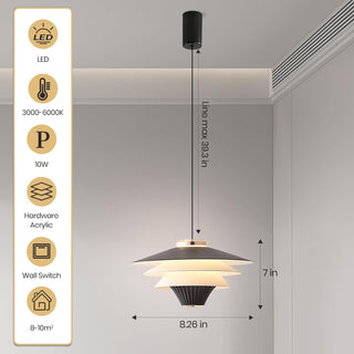 YT YATAI LIGHTING Modern Black LED Pendant Light, Minimalist Small Single Mini Pendant Light for Kitchen Island, Bedroom, Bedside, Adjustable 3 Color Light