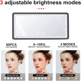 Feisate Car Visor Vanity Mirror With Led Lights, Car Mirror Light Rechargeable Makeup Mirror With 3 Light Modes, Car Visor Mirror, Car Vanity Mirror For Car Truck SUV, White