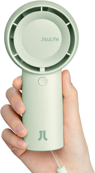 JISULIFE Handheld Turbo Fan [16H Max Cooling Time] Mini Portable Hand Fan, 4000mAh USB Rechargeable Personal Fan, Battery Operated Small Pocket Fan with 5 Speeds for Travel/Outdoor/Home/Office - Brown
