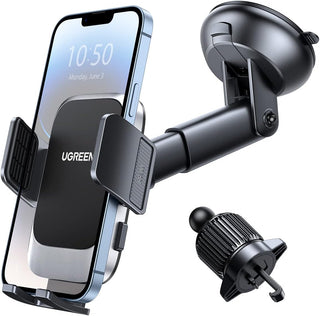 UGREEN Car Phone Holder for iPhone 16 Pro Max【2024-Gen Upgraded 3 IN 1】 for Dashboard/Windshield/AirVent Car Mount Stable Car Mobile Holder with Strong Suction Cup Car Stand, 14 15 Galaxy S24 S23,etc