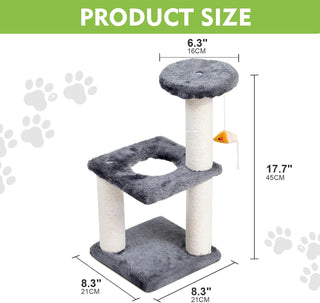 SKY-TOUCH Cat Tree Tower｜Durable Cat Condo with Sisal Scratching Posts｜Cozy Cat House,｜Ladder & Resting Platforms for Indoor Use | Assembly accessories｜120×49×39cm,Gray