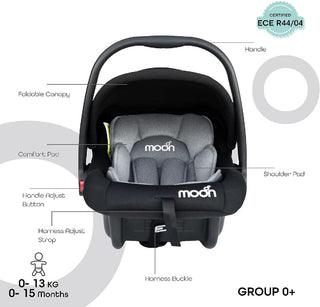 MOON Bibo Infant/Baby/Kids Travel Car Seat With Full Body Support CUShion Rear Facing_Seat Carry Cot AdjUStable Canopy Suitable For 0 Months+0 13 Kg Brown
