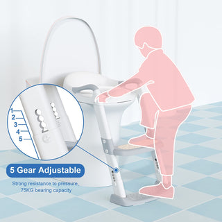 GDTOMEEU Toilet Potty Training Seat with Step Stool Ladder, Potty Training Toilet for Kids Boys Girls Toddlers-Comfortable Safe Potty Seat with Anti-Sli (Grey)