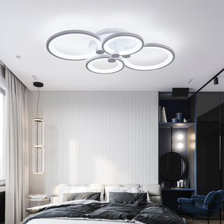 Qcyuui Dimmable Modern Ceiling Light, Acrylic LED Round Flush Mount Lighting Fixtures, 56W 4-Lights 56cm Indoor White Ceiling Lamp with Remote for Living Room Kitchen Bedroom Dining Room Office