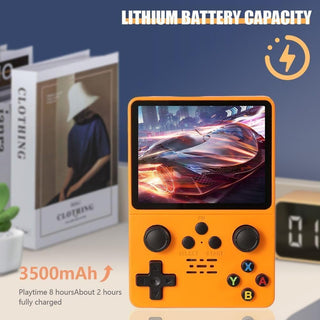QuantumG - R35S Retro Handheld Game Console with 3.5 Inch IPS HD Display, Linux System, 64GB Inbuilt Games – Compact Pocket Video Game (Black)