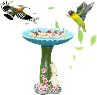 TOMVAES Bird Bath Bowl for Home Garden Wild Bird Food Storage Multi-Purpose Bird Tray Outdoors Standing Handmade Resin Wild Bird Feeders Tree-shaped Butterfly Feeder Fountain with Pedestal