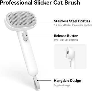 aumuca Cat Brush for Shedding and Grooming, Self Cleaning Slicker Brush for Short or Long Haired Cats, Pet Dog Hair Brush for Puppy Kitten Massage Removes Loose Undercoat, Mats, Tangled Hair, Shed Fur
