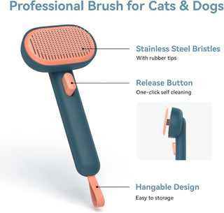 aumuca Cat Brush for Shedding and Grooming, Self Cleaning Slicker Brush for Short or Long Haired Cats, Pet Dog Hair Brush for Puppy Kitten Massage Removes Loose Undercoat, Mats, Tangled Hair, Shed Fur