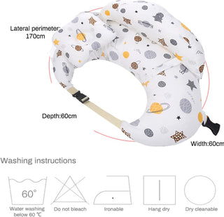 Beauenty Multipurpose Feeding Pillow, Large Breastfeeding Pillows for Babies, Feeding Pillow, Baby Nursing Pillows, Bed U-shape Pillow and Baby Lounger for Newborn (0-12 months) (White Planet)