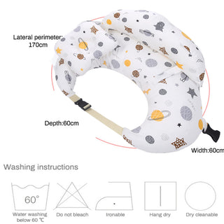 Beauenty Multipurpose Feeding Pillow, Large Breastfeeding Pillows for Babies, Feeding Pillow, Baby Nursing Pillows, Bed U-shape Pillow and Baby Lounger for Newborn (0-12 months) (White Planet)