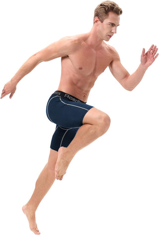 Roadbox Compression Shorts for Men 3 Pack Cool Dry Athletic Workout Underwear Running Gym Spandex Baselayer Boxer Briefs