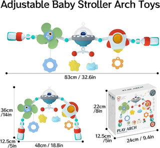 AM ANNA Baby Stroller Arch Toy, Car Seat Toys for Babies 0-12 Months,Activity Musical Arch Toy with Animal Accessories, Sensory Travel Crib Bouncer Bassinet Toys for Toddler Boy Girl