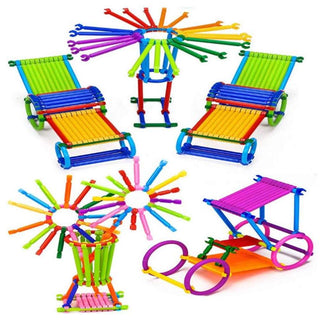Playmate 500 PCS Smart Sticks Building Toy Building Blocks Different Shape Educational Construction Engineering Set 3D Puzzle, Interlocking Creative Connecting Kit