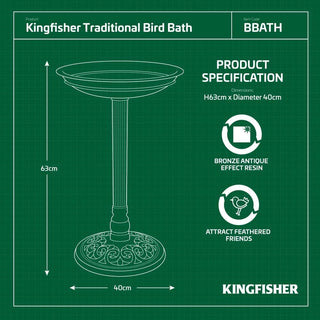 Kingfisher BBATH 63cm Resin Traditional Bird Bath