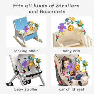 AM ANNA Baby Stroller Arch Toy, Car Seat Toys for Babies 0-12 Months,Activity Musical Arch Toy with Animal Accessories, Sensory Travel Crib Bouncer Bassinet Toys for Toddler Boy Girl