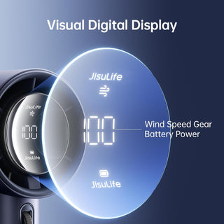 JISULIFE Portable Handheld Fan,Speed(1-100) Adjustable Turbo Mini Fan,5000mAh Battery Rechargeable Personal Fan with Metal Body,Digital Display,For Women Men Travel/Camping/Outdoor-Grey