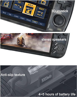 NALACAL Mini Portable Handheld Retro Video Games Consoles for kids 4.5" IPS Screen Rechargeable Hand Held/With 3D joystick /2* USB 2.0/mini hdmi/perspective Black/3.5mm audio port/with 32G TF Card