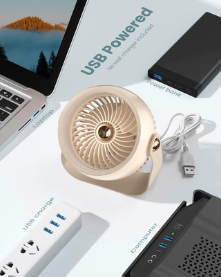 Anspect Desk Fan, 6 Inch Quiet Air Circulator Fan, 4 Speeds with Strong Airflow, 360° Rotate Portable Fan For Bedroom Home Office Desktop Travel (Dark Black)