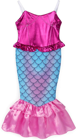 WonderBabe Little Girl Mermaid Princess Dresses Ariel Costume for Grils Birthday Party Halloween Cosplay Outfit with Accessories