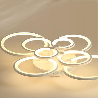 Qcyuui Dimmable Modern Ceiling Light, Acrylic LED Round Flush Mount Lighting Fixtures, 56W 4-Lights 56cm Indoor White Ceiling Lamp with Remote for Living Room Kitchen Bedroom Dining Room Office