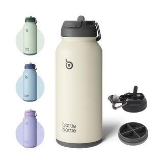 bottlebottle BOTTLE BOTTLE 32oz Insulated Water Bottle Stainless Steel Sport Water Bottle with Straw Dual-use Lid Design for Gym with Pill Box (green)