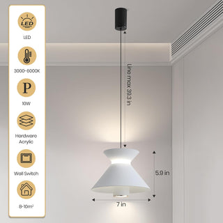 YT YATAI LIGHTING Modern Black LED Pendant Light, Minimalist Small Single Mini Pendant Light for Kitchen Island, Bedroom, Bedside, Adjustable 3 Color Light