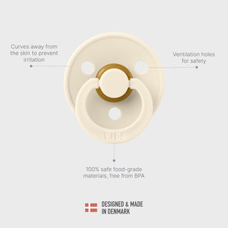 Bibs Pacifier Size 1 - Baby 0-6M (2pcs) - Ivory/Blush