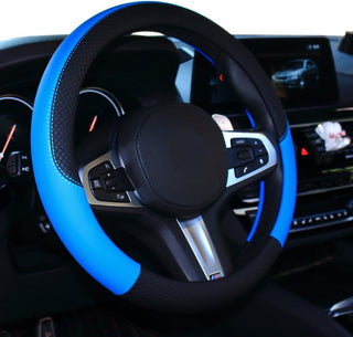 SHIAWASENA Car Steering Wheel Cover, Leather, Universal 15 Inch Fit, Anti-Slip & Odor-Free (Black)