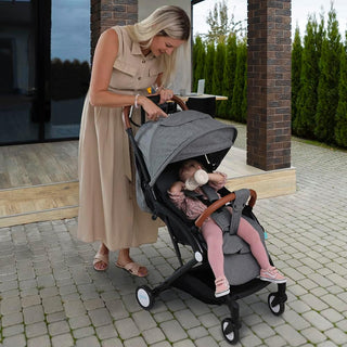 MOON Ritzi Light Weight Travel Cabin Stroller/Pushchair for Baby/Kids/Toddler from 0 Months+ Upto 15 kg, Black/Blue Dots