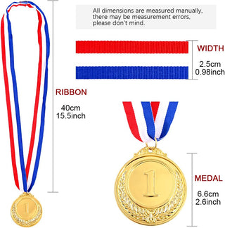 Swpeet Metal Gold Silver Bronze Award Medals with Ribbon, Olympic Style Winner Medals for Kids Children's Events, Classrooms, Office Games and Sports - 1st 2nd 3rd Place