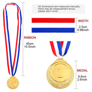 Swpeet Metal Gold Silver Bronze Award Medals with Ribbon, Olympic Style Winner Medals for Kids Children's Events, Classrooms, Office Games and Sports - 1st 2nd 3rd Place