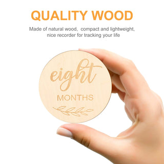 Toyvian 14 Piece Wooden Baby Monthly Milestone Photo Cards, Baby Announcement Cards, Baby Milestone Discs for Newborn Baby Shower Gifts