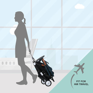 MOON Ritzi Light Weight Travel Cabin Stroller/Pushchair for Baby/Kids/Toddler from 0 Months+ Upto 15 kg, Black/Blue Dots